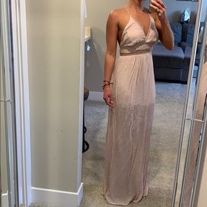 Blush Pink linen Aakaa Maxi Dress - Small (S)